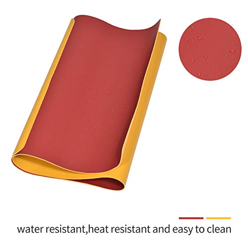 Eono Essentials Alfombrilla de ratón antideslizante, impermeable, de piel sintética, doble cara, uso de color para PC, juegos en casa, oficina, Rojo/Amarillo, 90cm * 45cm