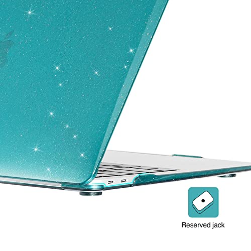EooCoo Funda para 2020 2019 2018 MacBook Air 13 Pulgadas M1 A2337 A2179 A1932, Cubierta de Plástico Dura Carcasa para Nuevo MacBook Air 13 con Retina Pantalla y Touch ID, Glitter Verde Oscuro