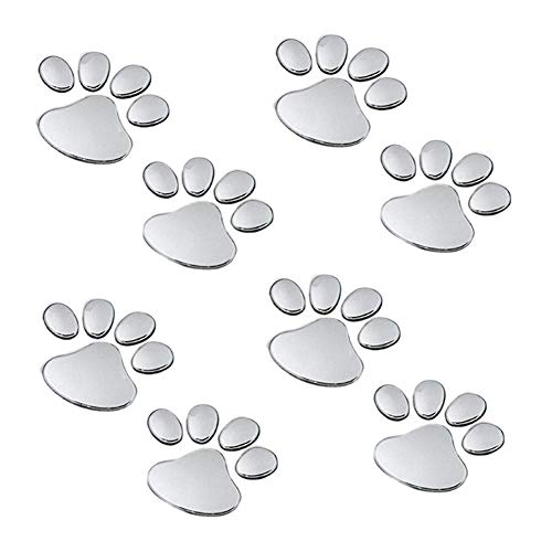EQLEF® 4 Pares de la pata del perro del oso animal Huella 3D de coches pegatinas para el parachoques de la decoración de color de plata