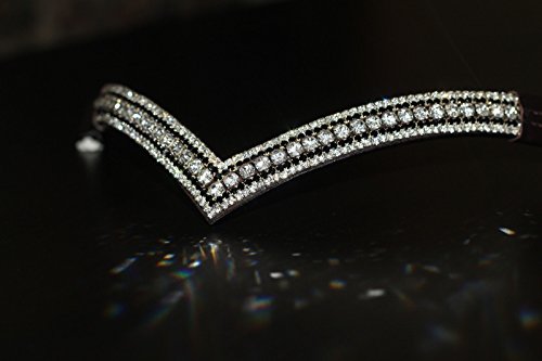 Equipride Beautilful - Banda para el Cuello con Cristales Brillantes en Forma de V para Vestidos de Novia, Black Leather, Full (16")