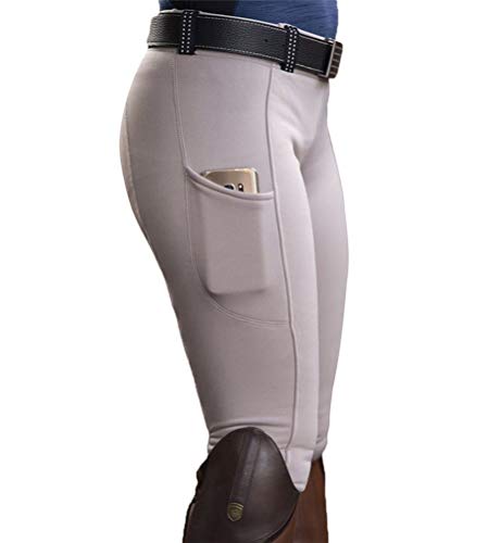 Equitación Mujer Suave Elástico Jodhpurs Pantalones para Equitación con Bolsillos Pantalones De Equitación para Mujer Blanco M
