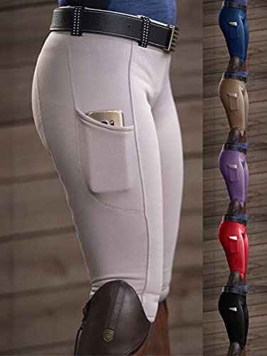 Equitación Mujer Suave Elástico Jodhpurs Pantalones para Equitación con Bolsillos Pantalones De Equitación para Mujer Rojo M
