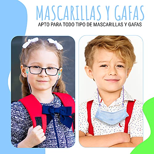 ErenBros PACK 3 Cordones para gafas de niños - Sujeta mascarillas niños con mosquetones - Cuelga mascarillas infantil - Cadena mascarilla niño