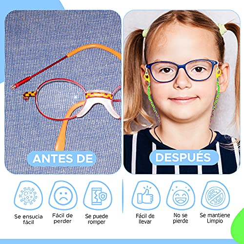 ErenBros PACK 3 Cordones para gafas de niños - Sujeta mascarillas niños con mosquetones - Cuelga mascarillas infantil - Cadena mascarilla niño