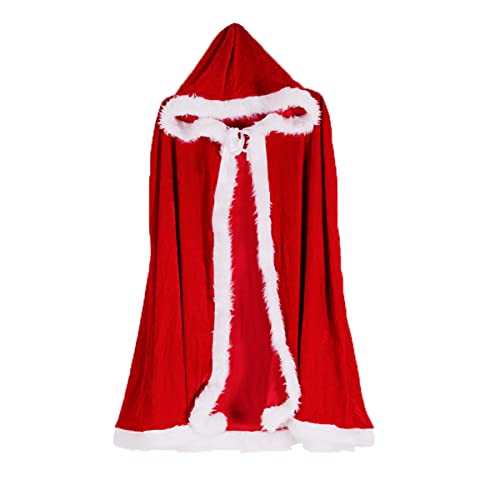 Erichman Unisex niños adultos Navidad disfraces de Halloween capa señora Claus Santa Navidad terciopelo con capucha capa (teens,47.2 inch)