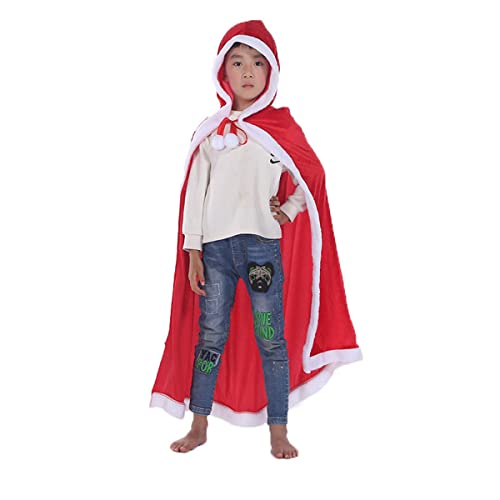 Erichman Unisex niños adultos Navidad disfraces de Halloween capa señora Claus Santa Navidad terciopelo con capucha capa (teens,47.2 inch)