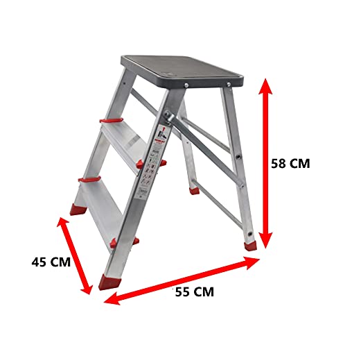 Escalerilla, Taburete o escalón Plegable de Aluminio de 3 peldaños