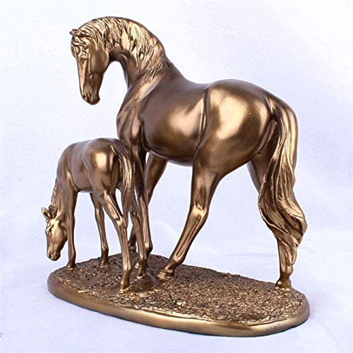 Escultura de resina, estatua de caballo, diseño de yegua y potro, figuras de caballos salvajes, decoración de escritorio, exhibición de adornos de regalo, decoración de adornos de caballo, A (Color: