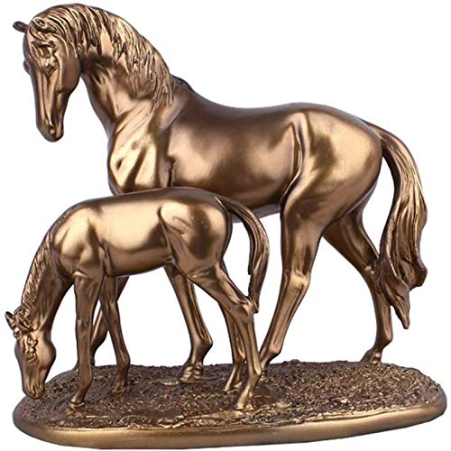 Escultura de resina, estatua de caballo, diseño de yegua y potro, figuras de caballos salvajes, decoración de escritorio, exhibición de adornos de regalo, decoración de adornos de caballo, A (Color: