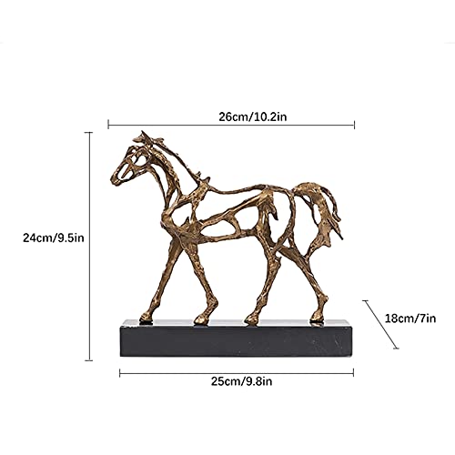 Escultura Ornamentos Estatua de pie caballo de latón hueco hacia fuera escultura de caballos animal decoración del hogar moderno metal caballo estatuilla para el hogar estantería de oficina estantería