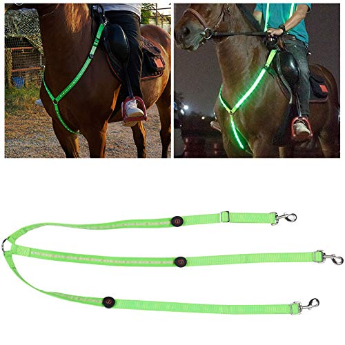 Esenlong Tira de luz luminosa LED Arnés de pecho de caballo Correa Suministros ecuestres Equipo de equitación