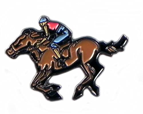 Esmalte de Metal broche Pin de caballo y jinete caballo de carreras ecuestres