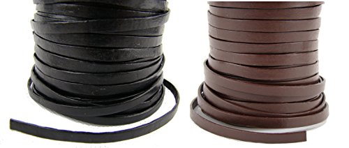 esnado – Banda de cuero, correa de cuero plano 7 mm x 1,5 mm, negro, 5 m