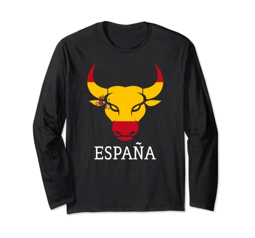 España Bandera Española Souvenir Toro España Cabeza de Toro Silueta Manga Larga