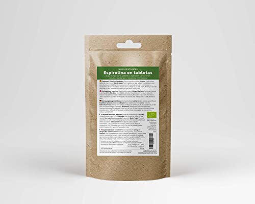 Espirulina Premium Carefood ecológica | 300 comprimidos de 500mg con 100% BIO Spirulina Natural | Certificación Ecológica | Hierro - Minerales | DETOX - Vegano - Proteína Vegetal