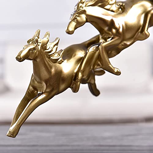 Estatuas de resina para correr, hechas a mano, seis caballos al galope, escultura, acento, decoración de mesa, latón, feng shui, figura de caballo decorativa, colección de regalos de negocio