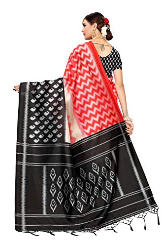 ETHNICMODE Indian Women's Banarasi Art Silk Fabrics Multi-Colored Printed Sari with Blouse Piece (Fabric) RAZIA Black