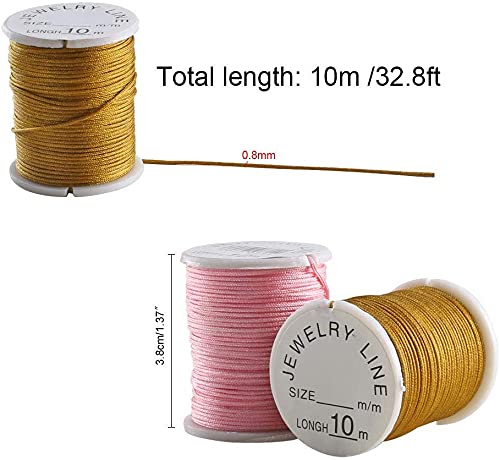ETSAMOR 10 Rollos Hilo de Nylon de Colores Cuerda Encerado para DIY Joyas Fabricación Collar Pulsera Abalorios Manualidades 0.8mm * 10m