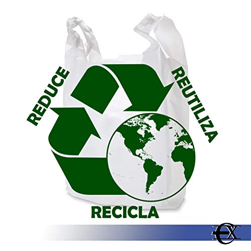 EUROXANTY® Bolsas de Plástico Tipo Camiseta | Alta resistencia | Reutilizables y Reciclables | Material Polietileno de Alta Densidad | Con Asas | Apta para Alimentos | 30 x 40 | 285/300 uds