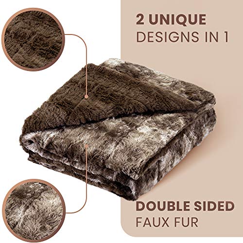 Everlasting Comfort Manta elegante de piel sintética - Suave y acogedora - Manta para sofá - Manta de pelo suave para el sofá y la cama - 127 x 165 cm - (Chocolate)