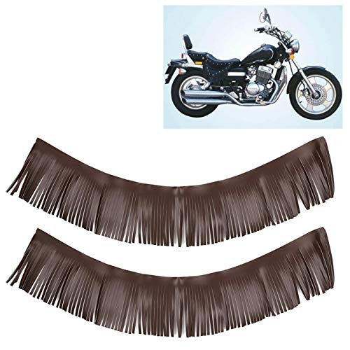 EVTSCAN Alforja con flecos, 2 piezas de motocicleta Retro Pedal Alforja Artesanía con flecos de cuero artificial(marrón)