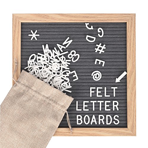 ewtshop Letter Board de madera y fieltro – Letras de letras, tablón con ranuras – Pizarra con 170 letras blancas y números – Diseño retro