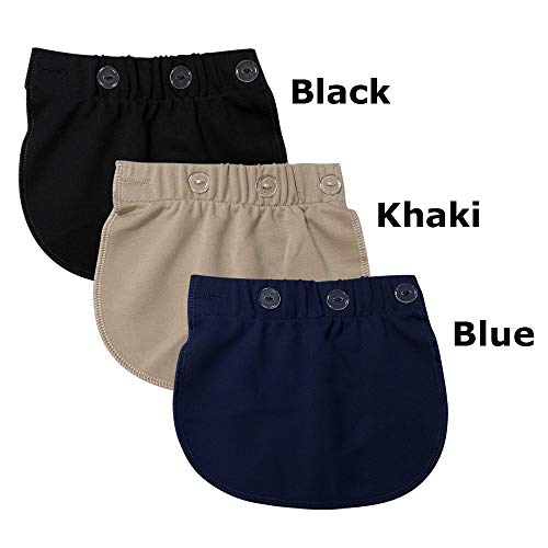 Extensores de cintura ajustables para mujeres embarazadas, 3 piezas (negro, azul y caqui)