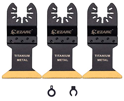 EZARC Cuchillas Multiherramienta Oscilante con Revestimiento de Titanio para cortar Metal, Madera y Material duro - 3 Piezas