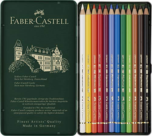 Faber-Castell 110012 - Lápices, 12 unidades;Faber-Castel 110012 - Künstler Farbstifte Polychromos 12Stück in Metallbox