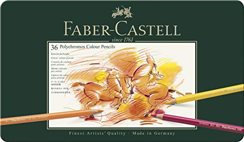 Faber-Castell-110036 Lápices de Colores, 36 Unidades,, ecolápices polychromos (110036);Faber-Castel 110036 - Künstler Farbstifte Polychromos 36Stück in Metallbox, multicolor