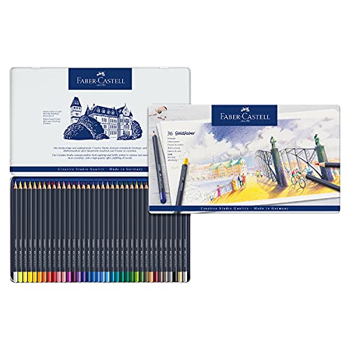 Faber-Castell 114748 - Estuche de metal con 48 ecolápices acuarelables hexagonales Goldfaber, colores surtidos