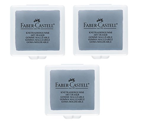 FABER-CASTELL Lot de 3 Gommes modélable Mie de Pain ART ERASER 7020 Gris