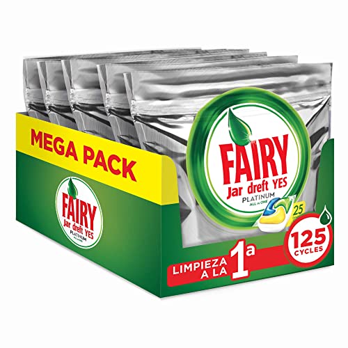 Fairy Platinum All in One, Pastillas Lavavajillas, 125 cápsulas (5 x 25), Mega Pack