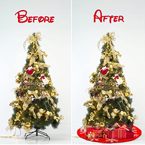 Falda de árbol de Navidad Rojo con 3D Copo de Nieve Blanco Jacquard Cashmere Árbol de Falda Arbol Navidad Dobles Capas para la Fiesta de Decoración Navidad Hogar (Rojo 90 cm / 35.4 Pulgadas)
