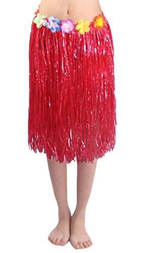 Falda de Hierba Elástica Roja Hula de Hula para Adultos