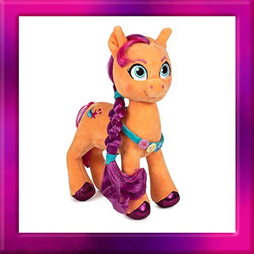 Famosa Softies - Peluche del Pony Sunny Starscout de la película My Little Pony: Una nueva Generación, es de color naranja con el pelo rosa y los ojos azules, mide unos 25 centímetros (760020961)