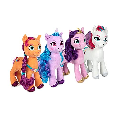 Famosa Softies - Peluche del unicornio Izzy Moonbow de la película My Little Pony: Una nueva Generación, es de color morado con el pelo azul y los ojos rosas, mide unos 25 centímetros (760020962)