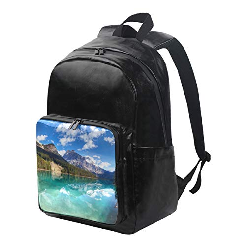 FANTAZIO Mochilas de lona con cremallera, diseño de lago canadiense de esmeralda