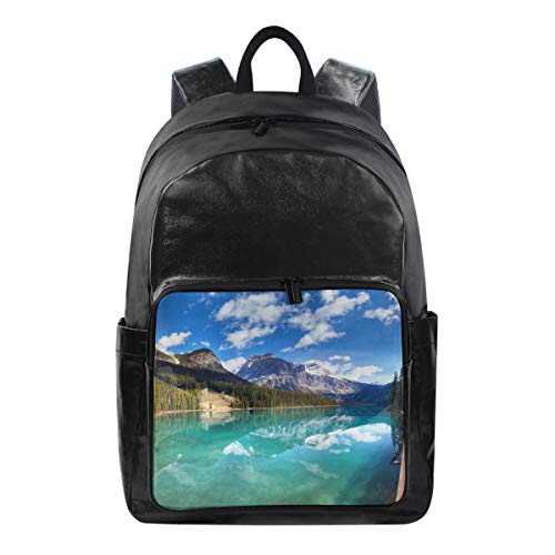 FANTAZIO Mochilas de lona con cremallera, diseño de lago canadiense de esmeralda