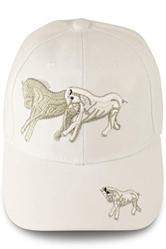 Fashionchimp ® Snapback Gorra de béisbol con diseño de caballos, gorro de jinete, colores uniformes Blanco Talla única