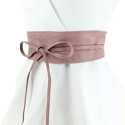 FASHIONGEN - Cinturón de Mujer Obi Ancha de Cuero sintética, para Vestido, MICA - Rosa, S-M
