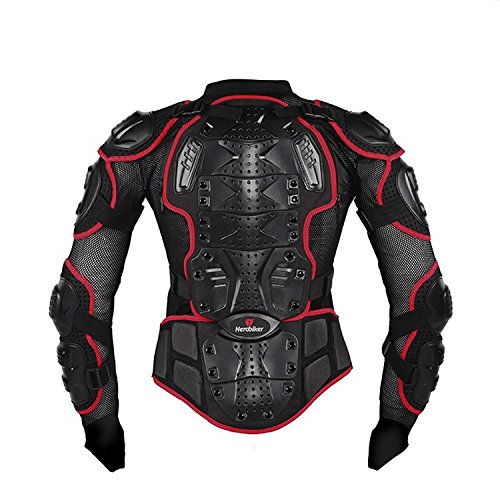Fastar Chaqueta de Moto,Chaqueta Protectora - Profesional de Motocicleta Protección del Cuerpo Motocross Racing Armadura de Cuerpo Entero Spine Chest (Rojo, L)