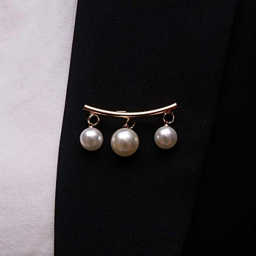 FENGMEI Collar prendedores 1pcs Perlas clásicas Broche de Perlas de imitación de Las Mujeres de Bricolaje for Las Camisas de la Solapa broches Anti-Fugas