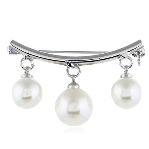 FENGMEI Collar prendedores 1pcs Perlas clásicas Broche de Perlas de imitación de Las Mujeres de Bricolaje for Las Camisas de la Solapa broches Anti-Fugas