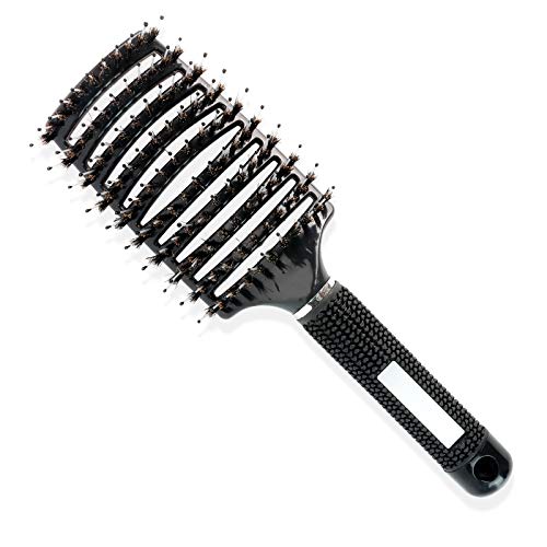 FENRIR Cepillo de cerdas de jabalí,Cepillo para el pelo, cepillo de pelo curvo y ventilado para cabello largo, fino, grueso y rizado
