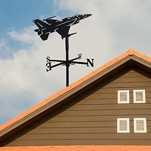 Fenteer Montura en el Techo de la Granja Veleta Meteorológica de Metal Negro indicador de dirección del Viento decoración al Aire Libre Veleta con Ornamento