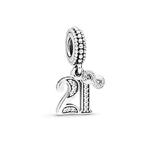 FGT - Colgante de plata de ley para pulsera de 21 aniversario, diseño de infinito para siempre
