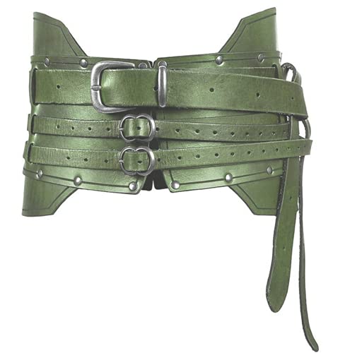 FHUILI Cinturón de Armadura Pesada Medieval - Cosplay Cintura de Cuero Envoltura Faja - Vestido Medieval para Hombres Faja para Hombres - para Cosplay Accesorios Disfraz de Halloween,Verde
