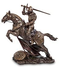 Figura de Resina bronceada Caballero a Caballo Mide 28 cm de Alto