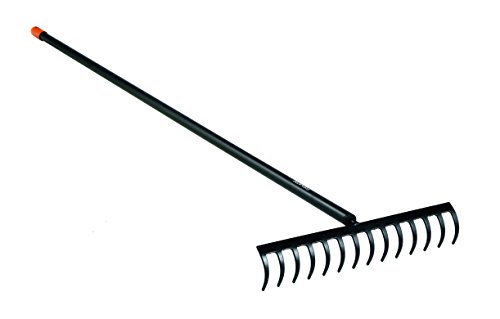 Fiskars Rastrillo con dientes curvados, 14 dientes, Longitud: 36 cm, Negro/Naranja, Solid, 1016036
